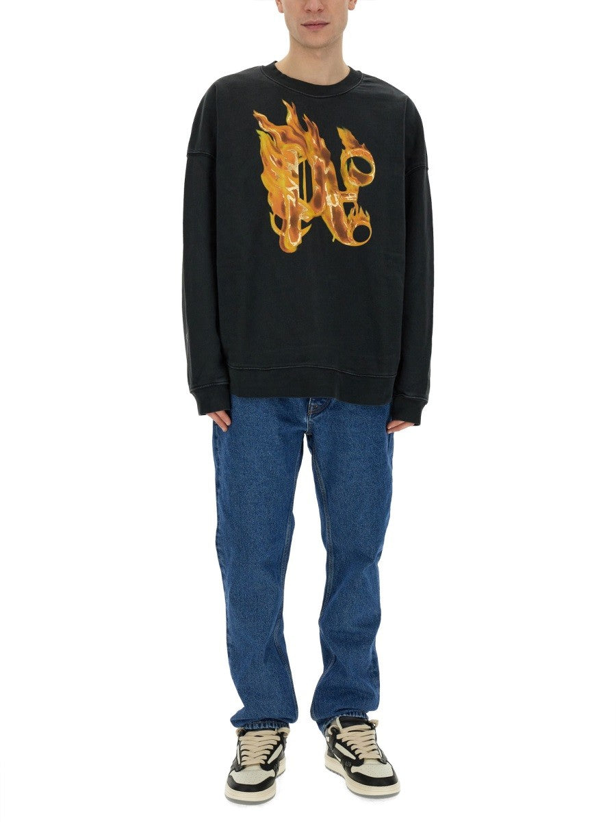 Palm Angels "BURNING MONOGRAM" MIKINA S POTISKEM