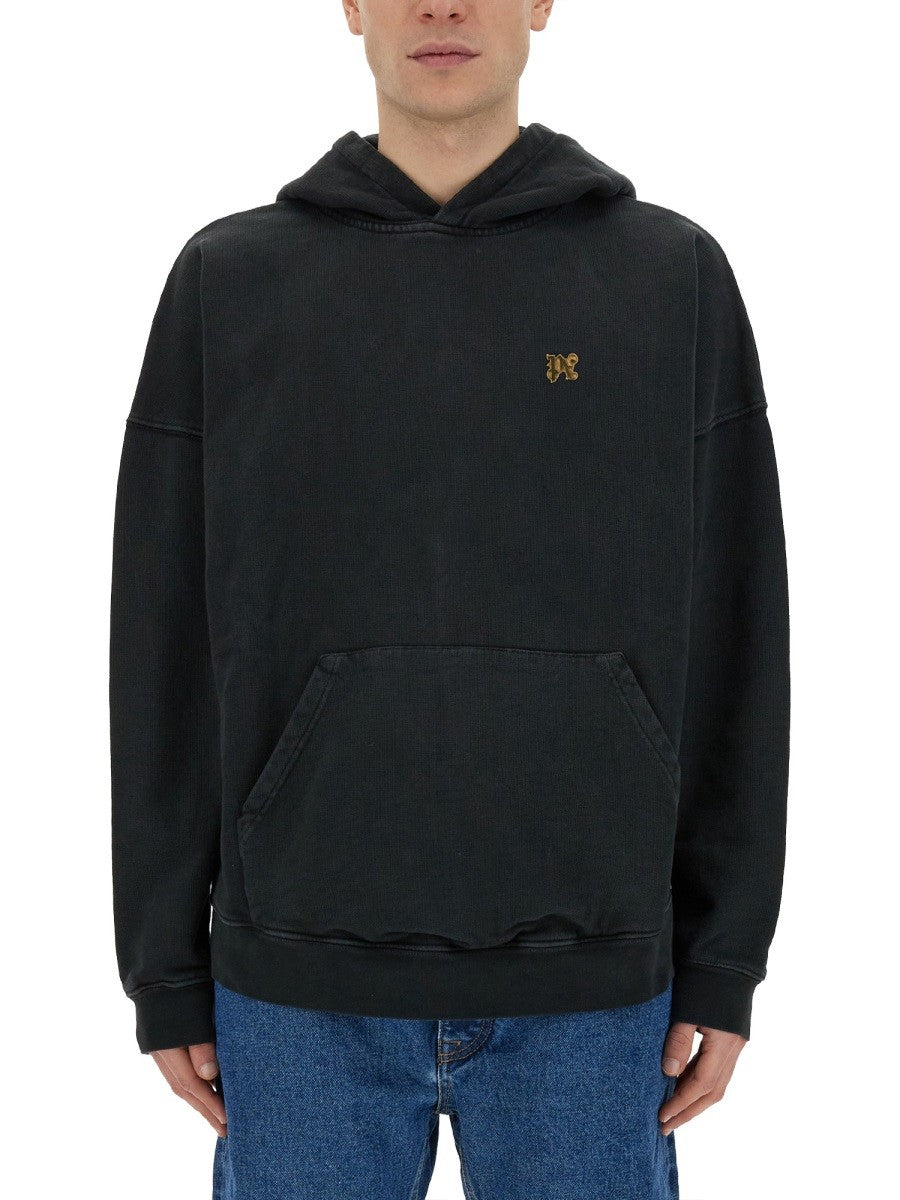 Palm Angels "BURNING MONOGRAM" MIKINA S POTISKEM
