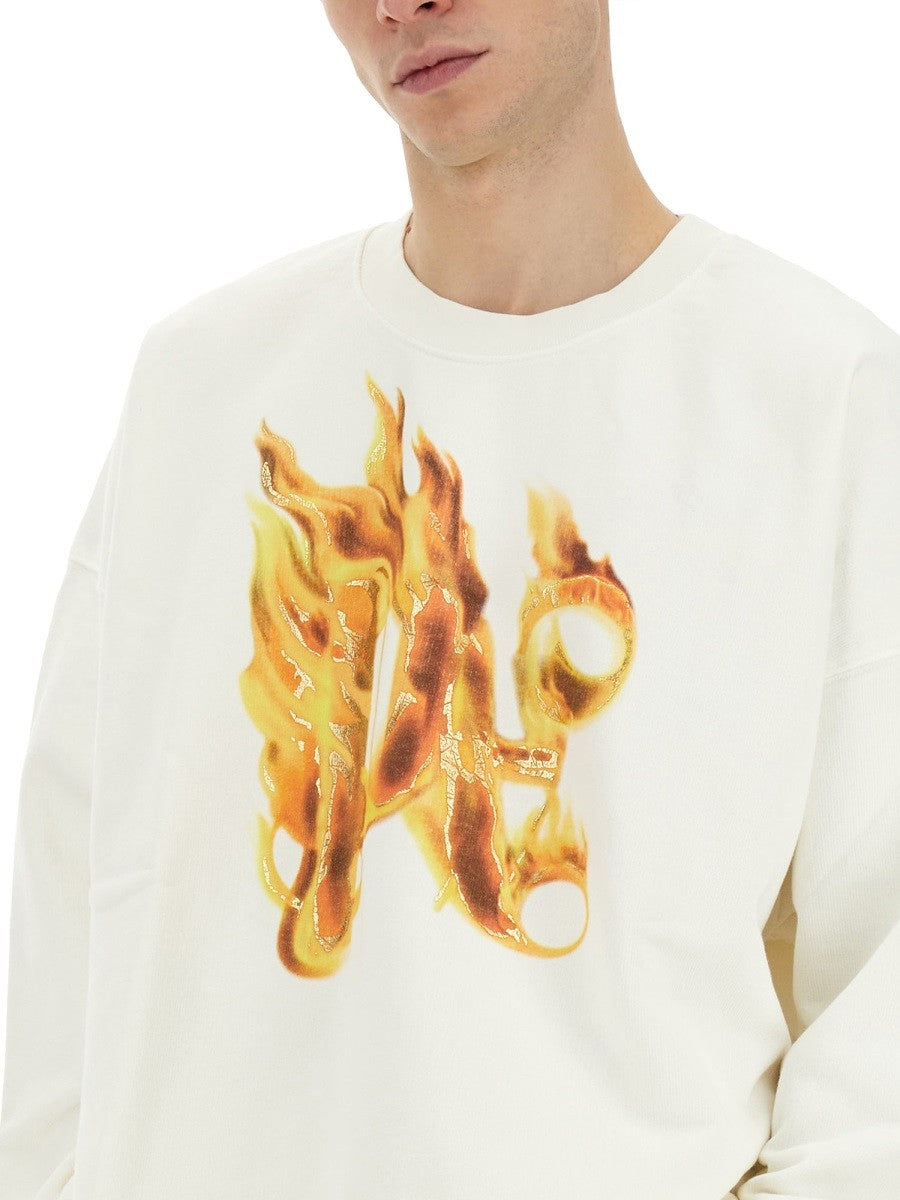 Palm Angels "BURNING MONOGRAM" MIKINA S POTISKEM