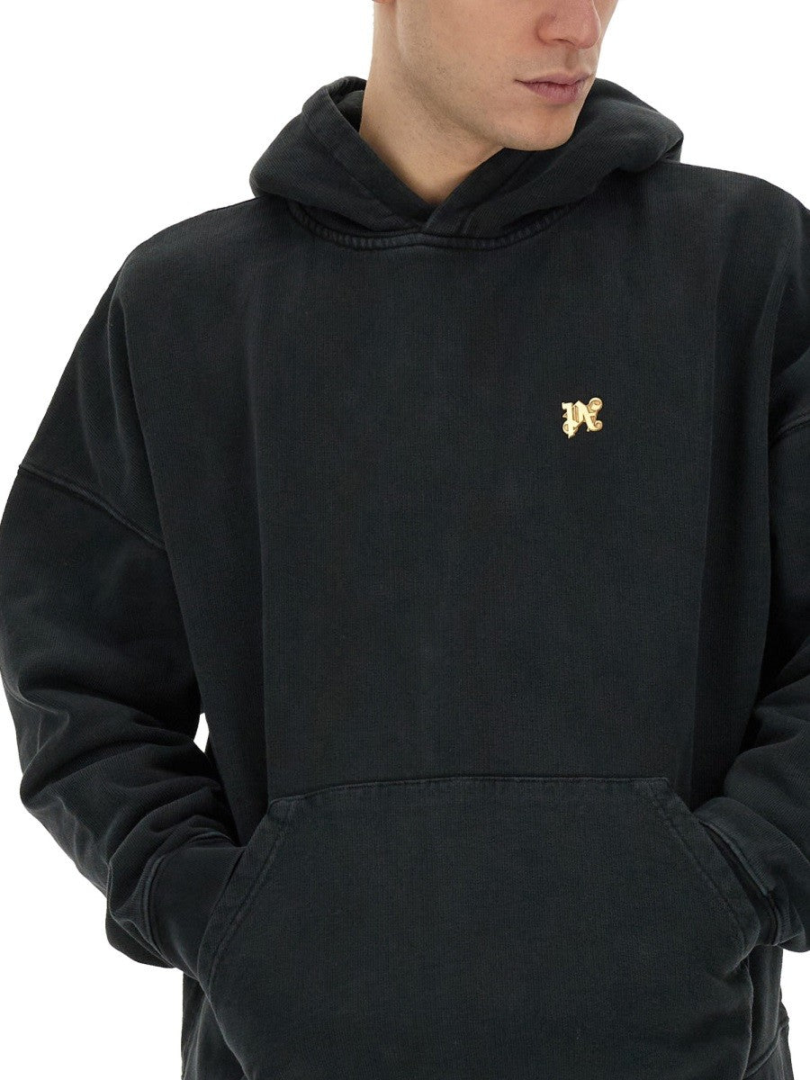 Palm Angels "BURNING MONOGRAM" MIKINA S POTISKEM