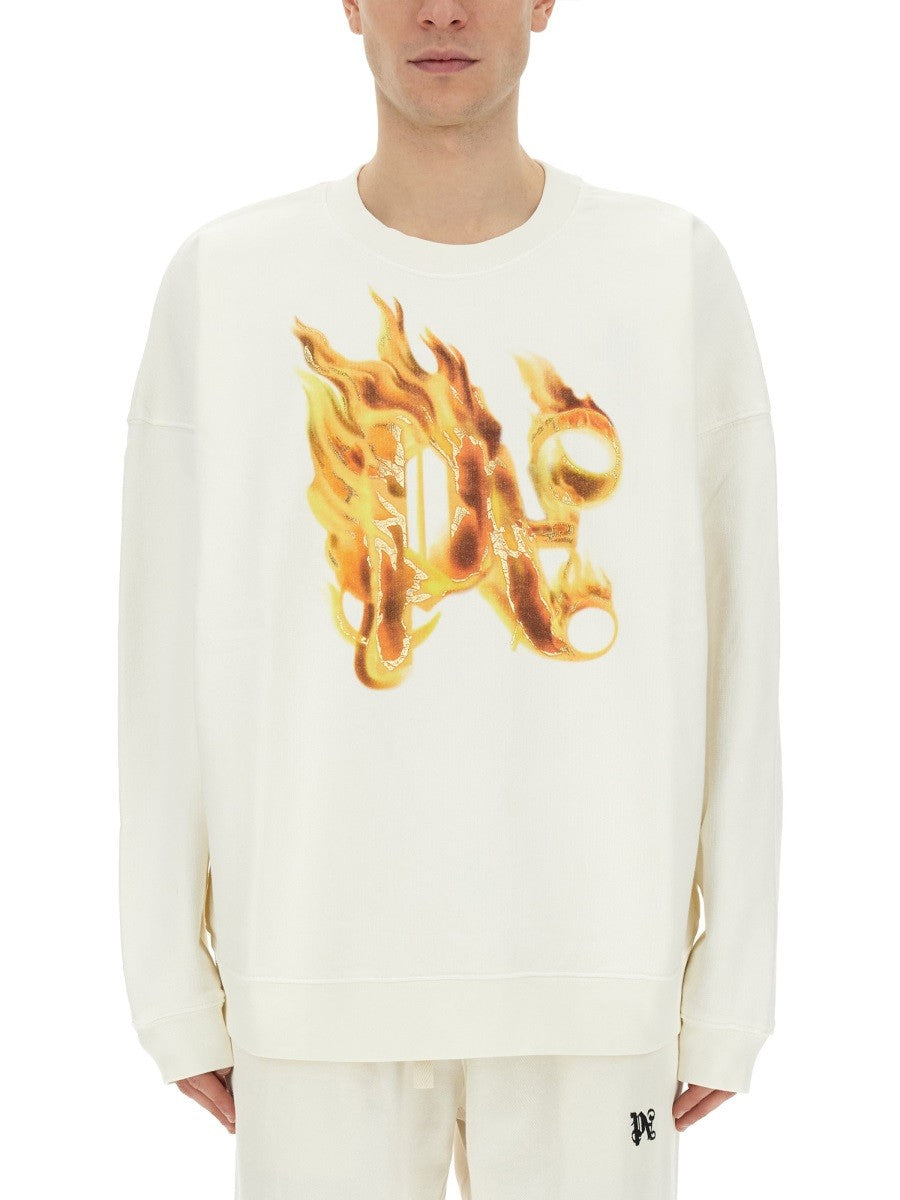 Palm Angels "BURNING MONOGRAM" MIKINA S POTISKEM