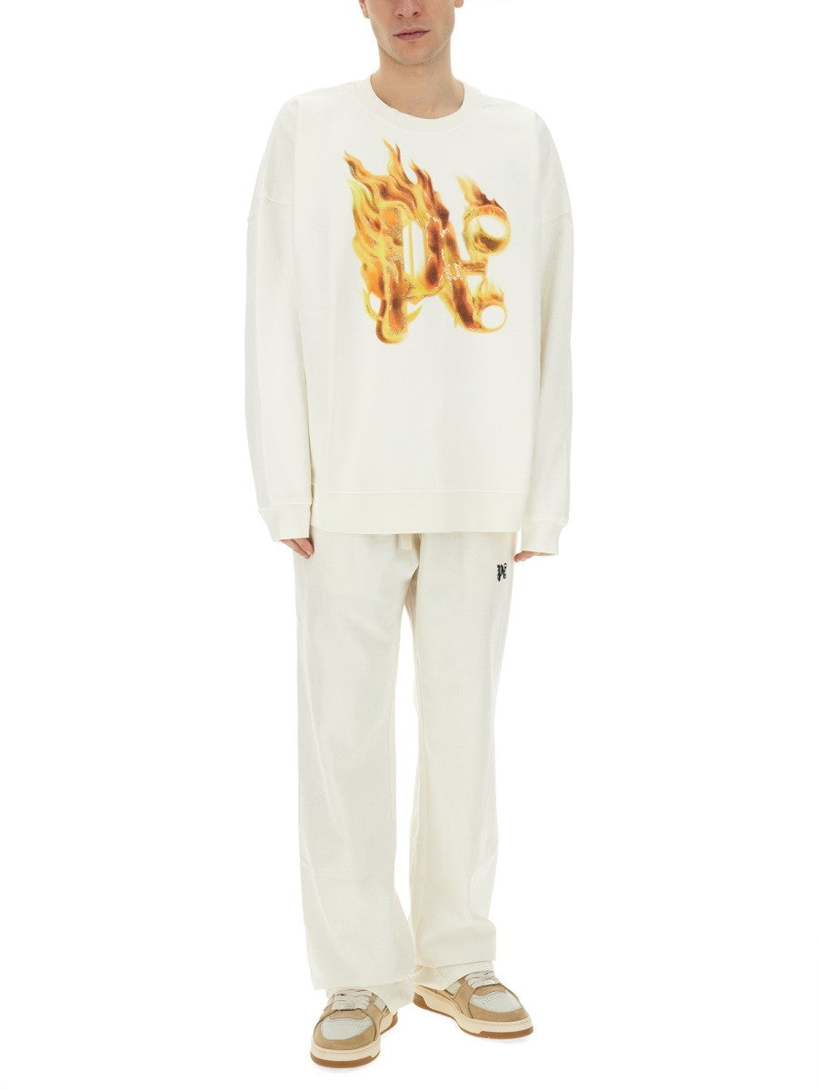 Palm Angels "BURNING MONOGRAM" MIKINA S POTISKEM