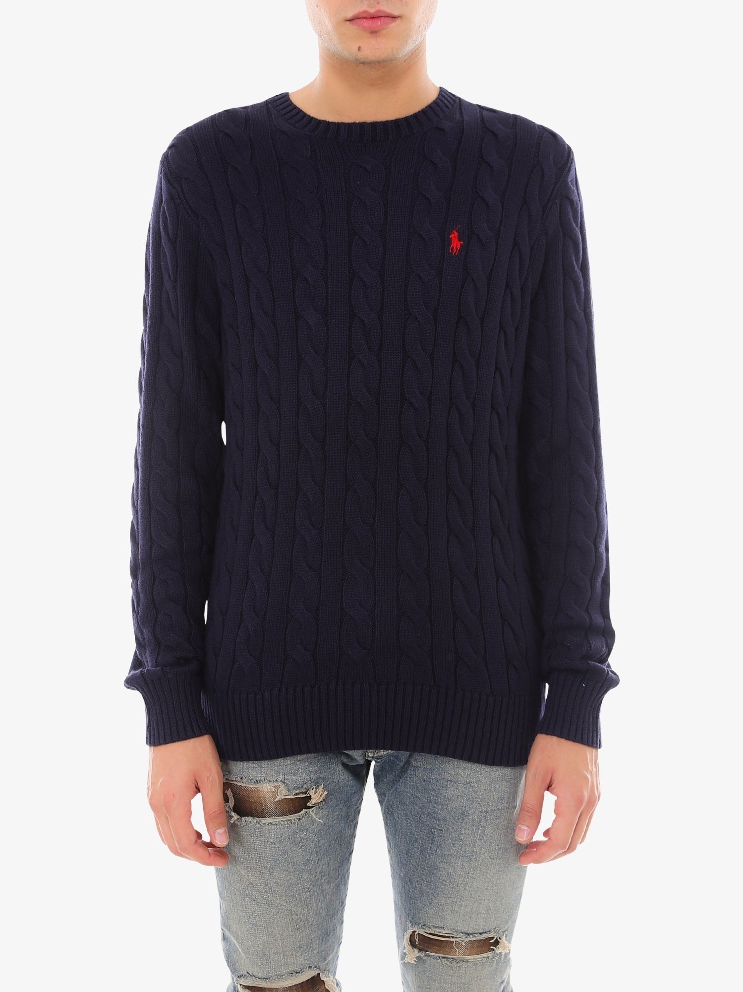 Polo Ralph Lauren Cable knit cotton sweater with iconic logo