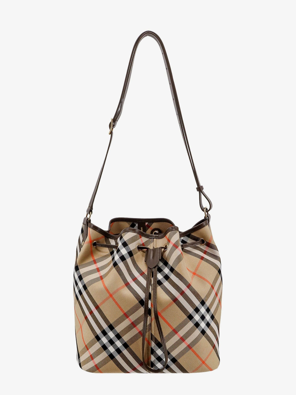 Burberry Canvas bøtteveske med rutete motiv