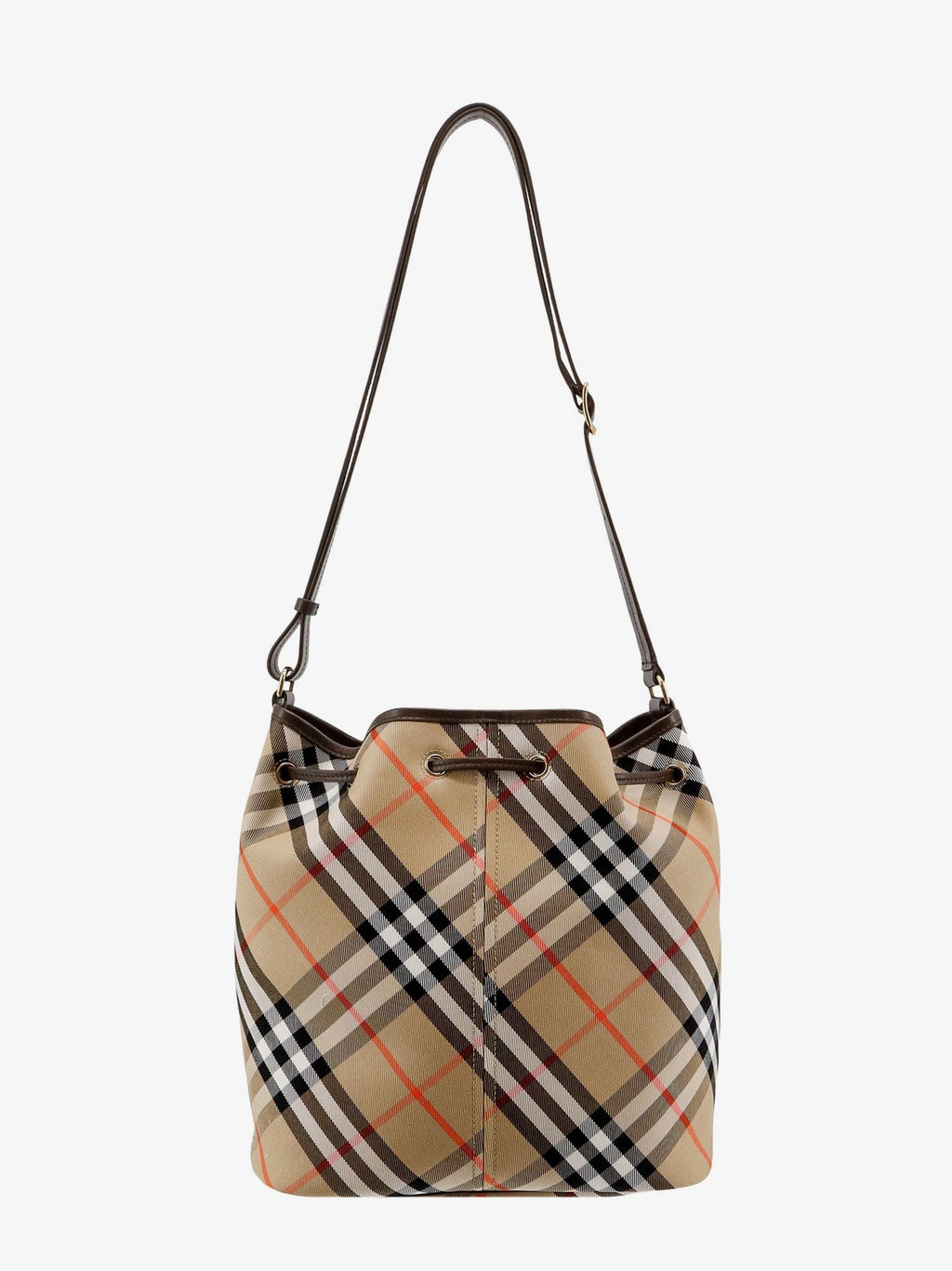 Burberry Canvas bøtteveske med rutete motiv