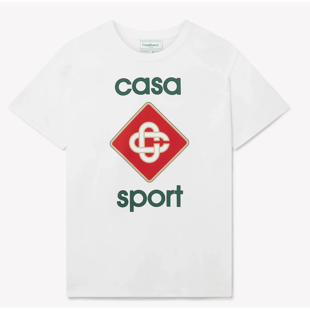 White Casablanca Casa Sport logo organic cotton t-shirt, front view.
