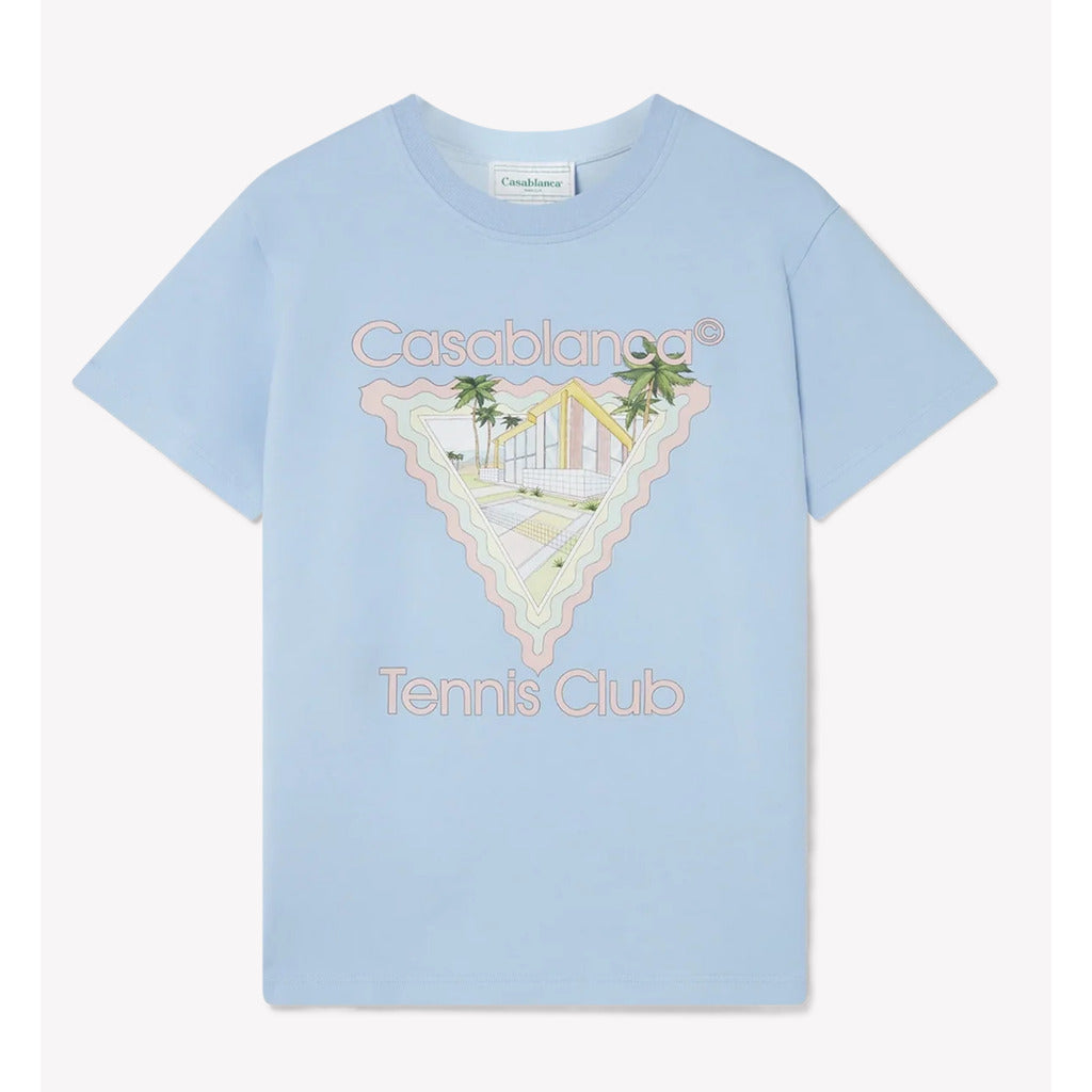 Casablanca 'Maison De Reve' Tennis Club blue organic cotton t-shirt, front artwork view
