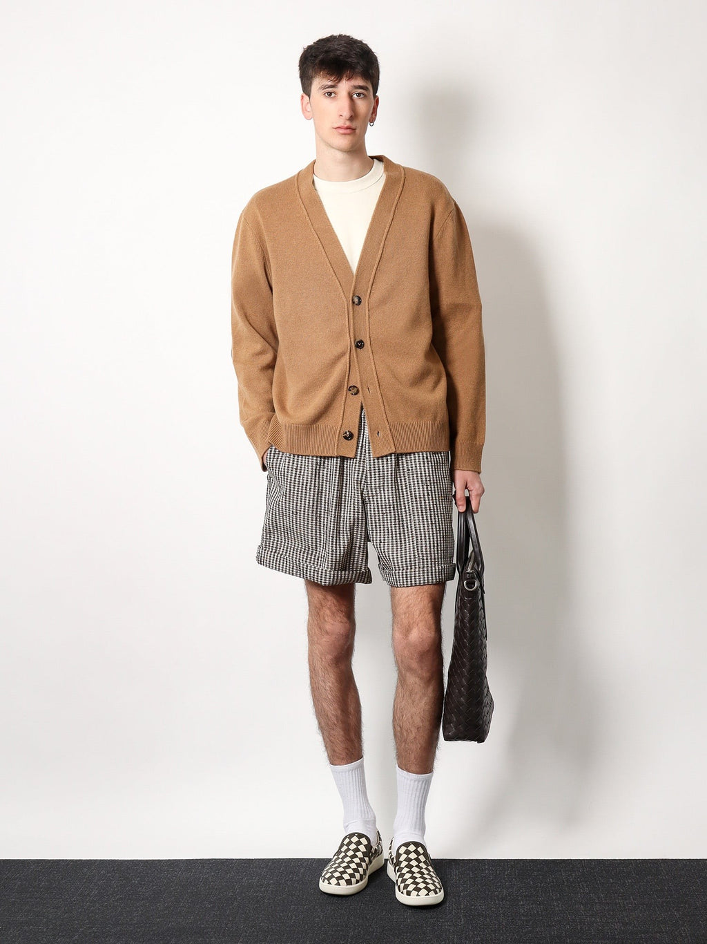 Bottega Veneta Cashmere cardigan with intrecciato iconic motif leather details
