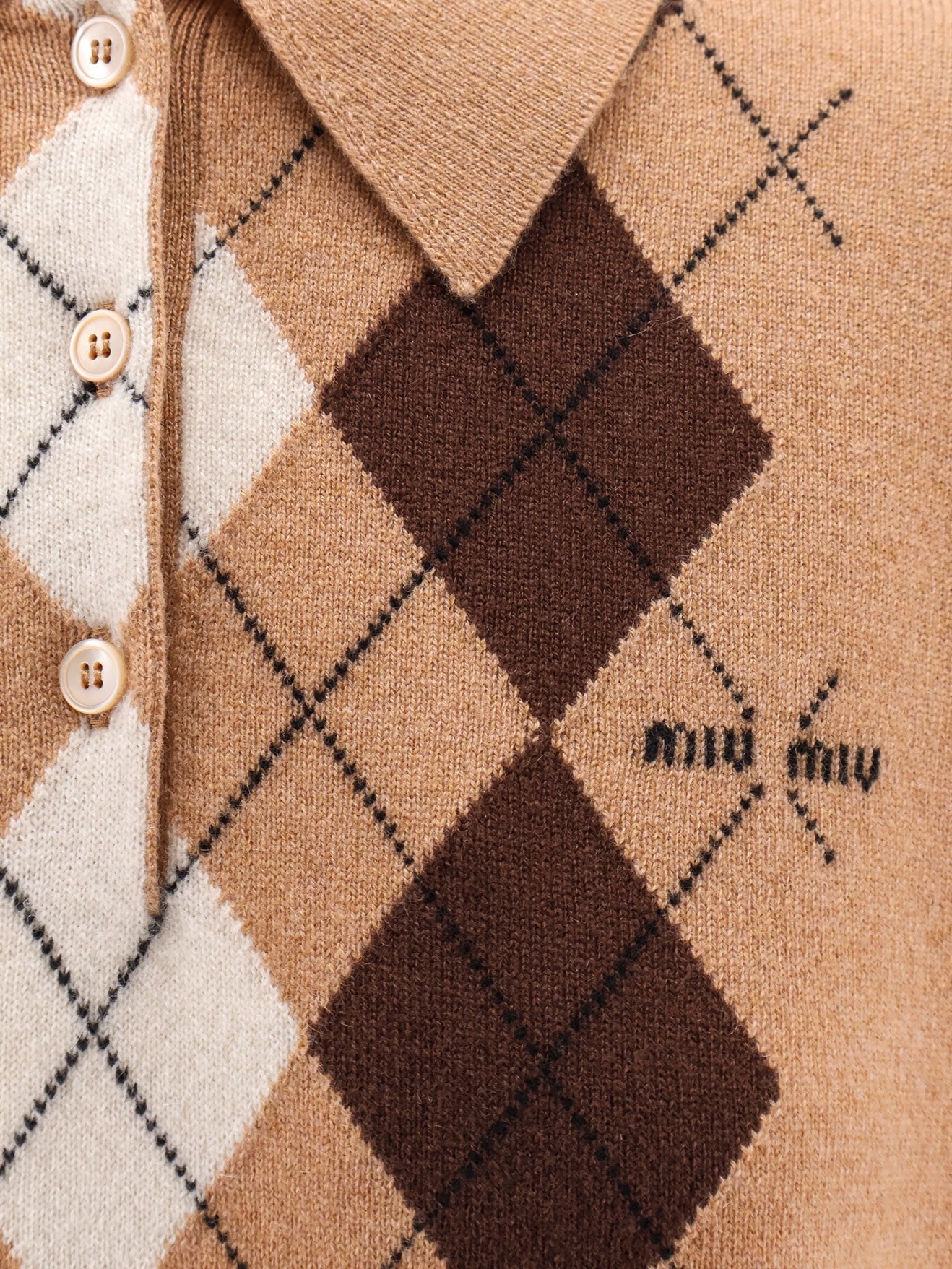 Miu Miu Cashmere Polo Shirt with Miu Miu embroidery