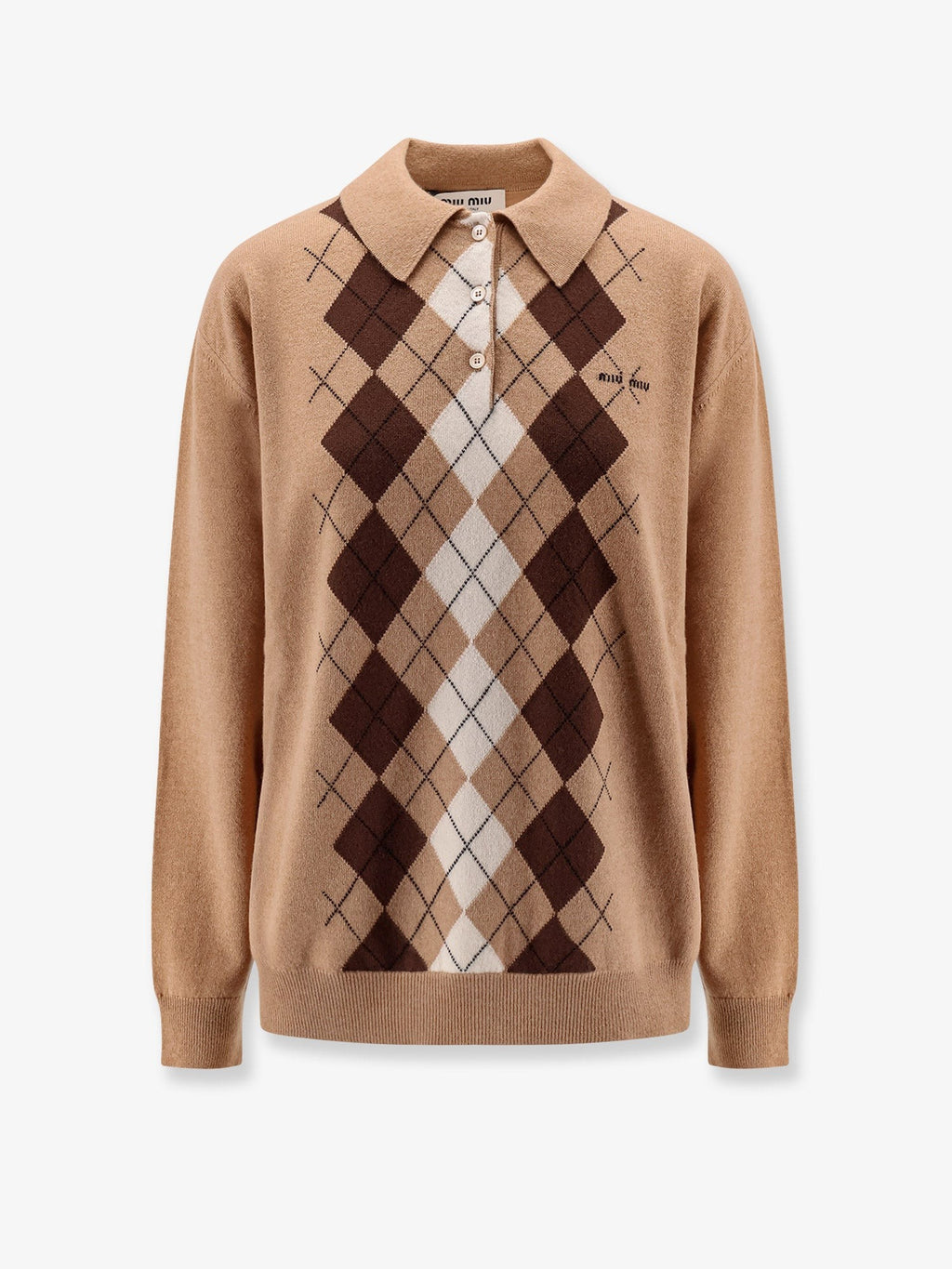Miu Miu Cashmere Polo Shirt with Miu Miu embroidery