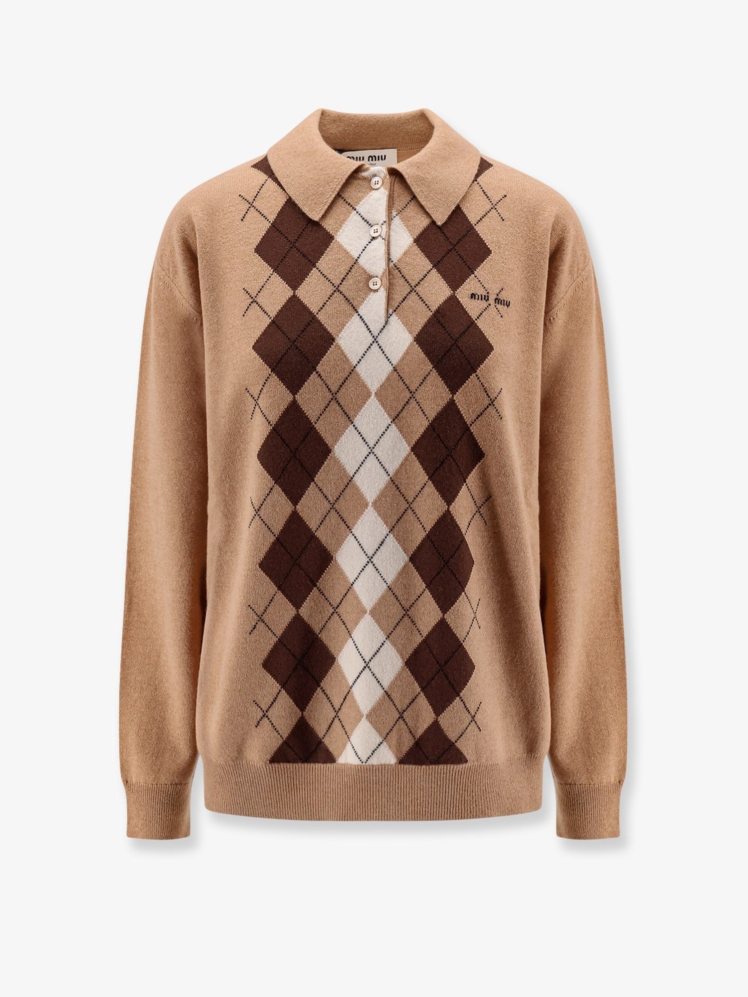 Miu Miu Cashmere Polo Shirt with Miu Miu embroidery