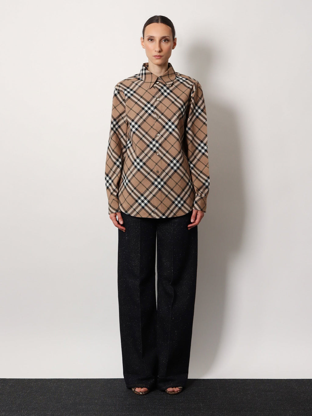 Burberry Check camisa de mistura de lã