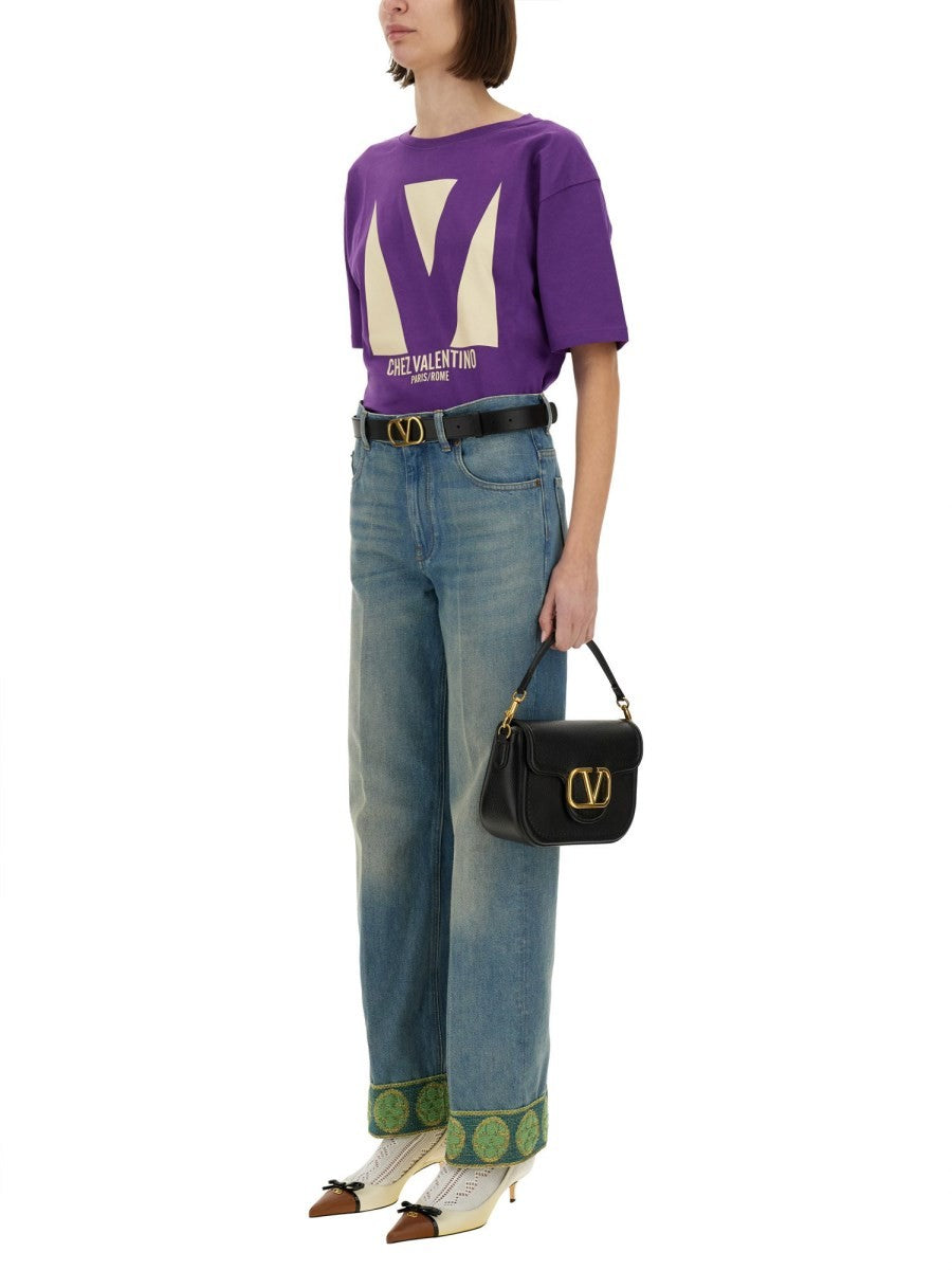 Valentino "CHEZ VALENTINO" تيشيرت مطبوع