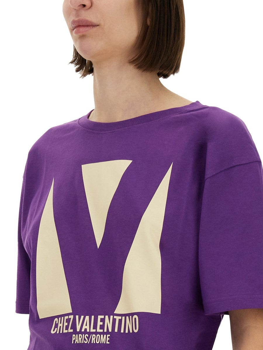 Valentino "CHEZ VALENTINO" تيشيرت مطبوع
