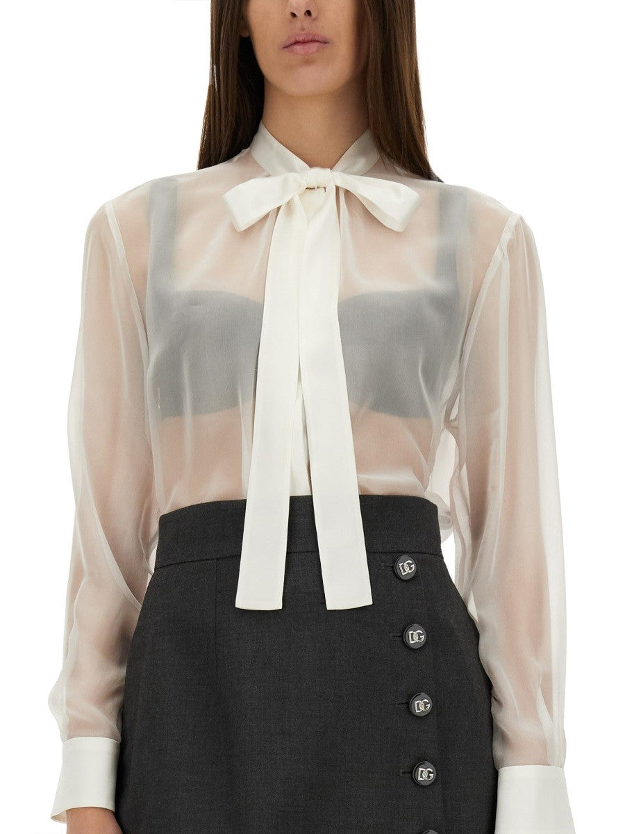 Dolce & Gabbana CHIFFON SHIRT WITH BOW