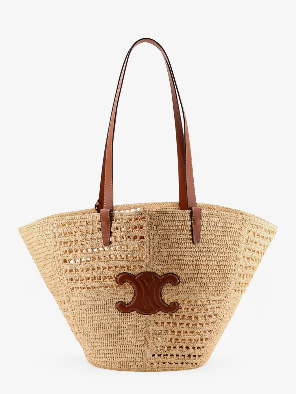 Celine Klasická kabelka Panier Medium z rafie, patchwork a kůže