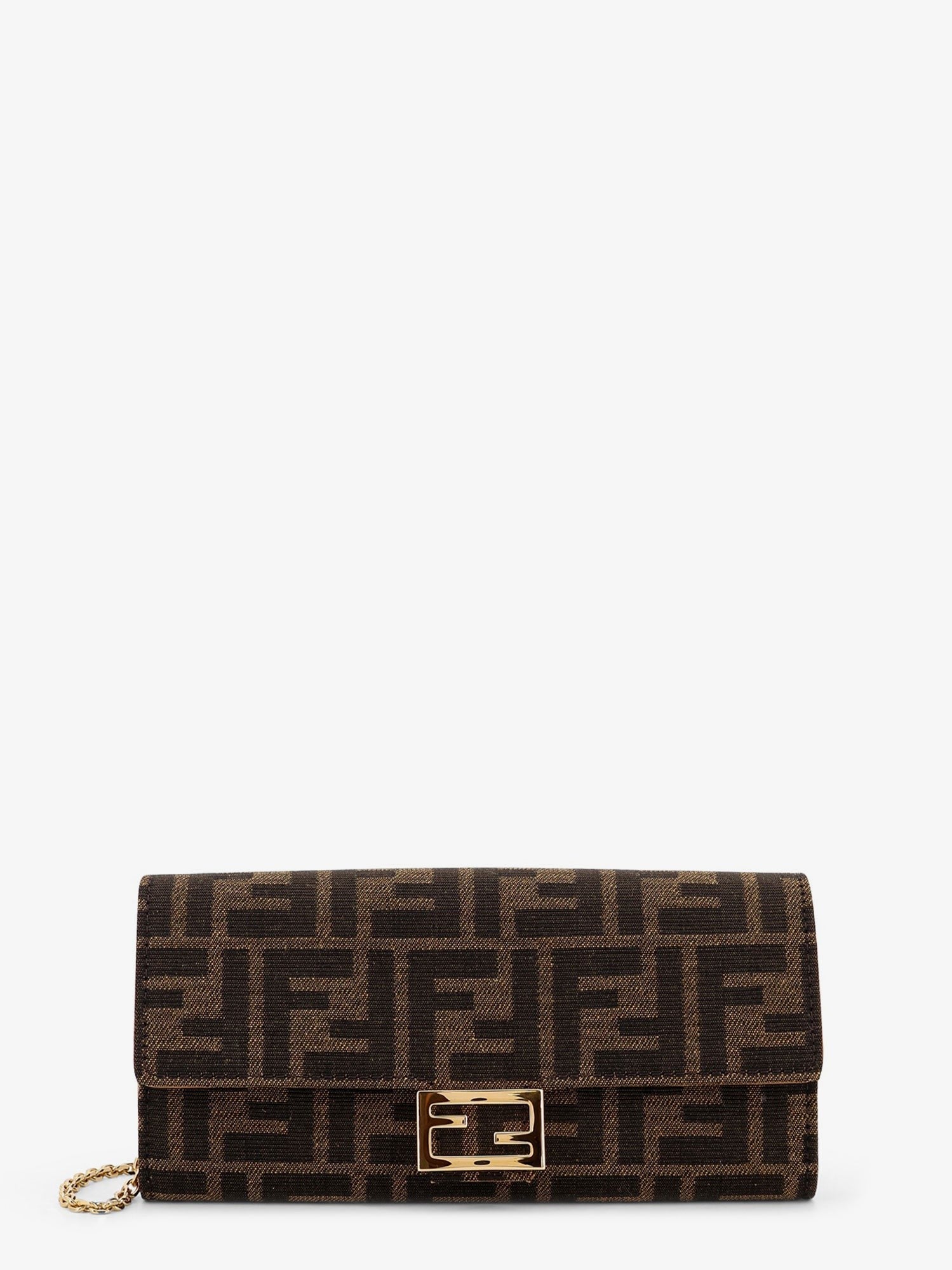 Fendi Continental With Chain Baguette FF jacquard fabric shoulder bag