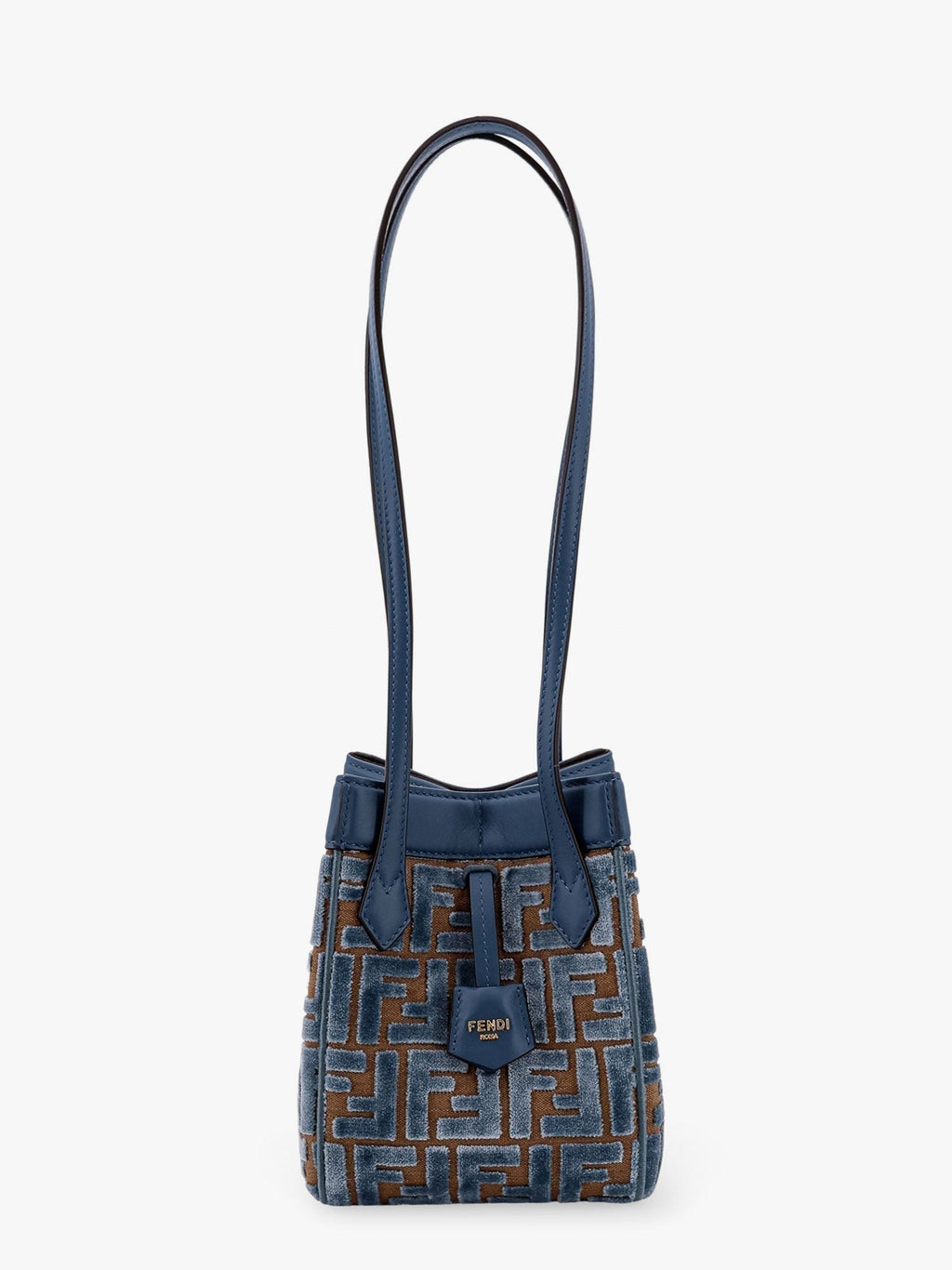 Fendi Convertible bucket bag in velvet with all-over ff logo