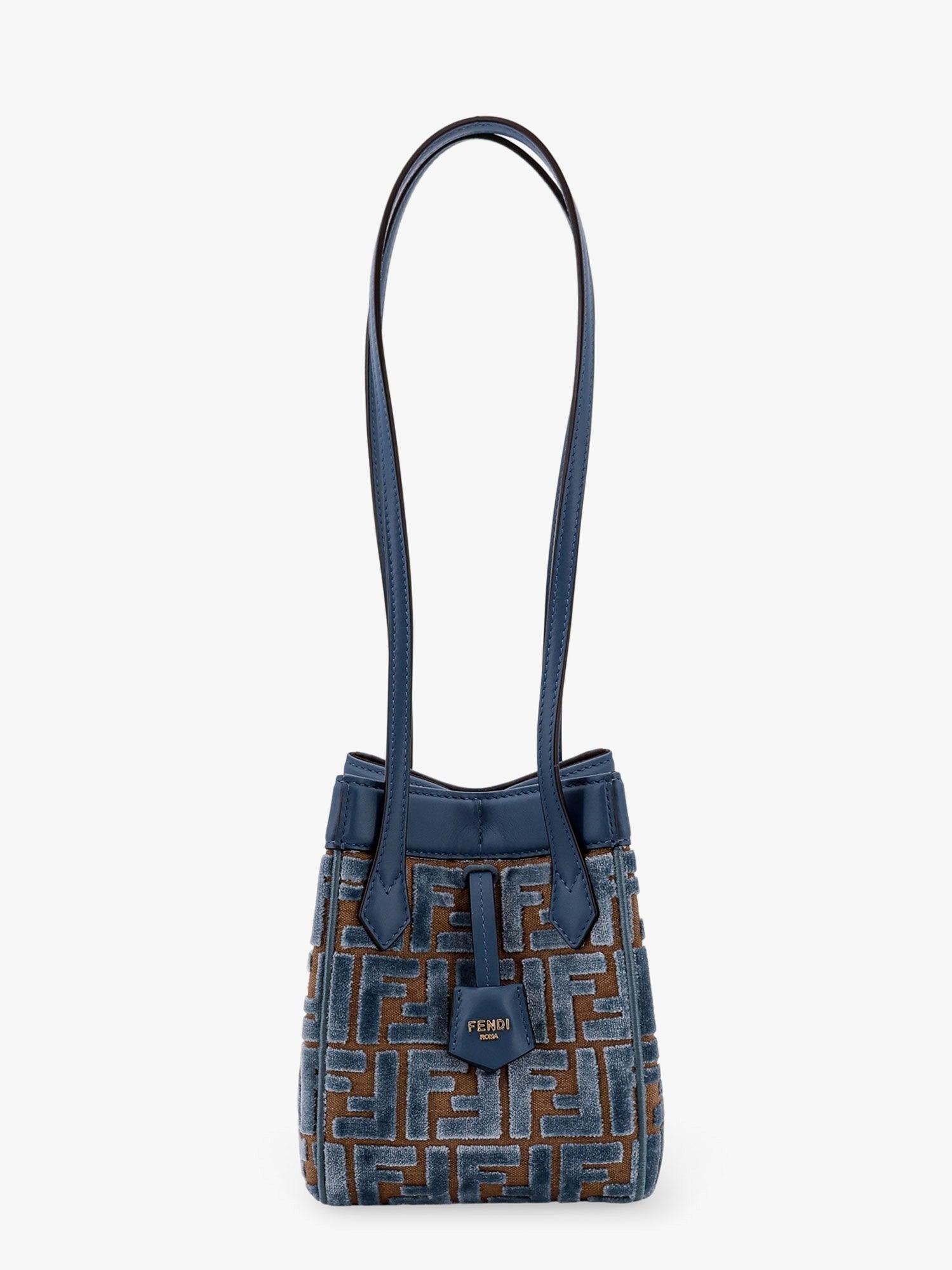 Fendi Convertible bucket bag in velvet with all-over ff logo