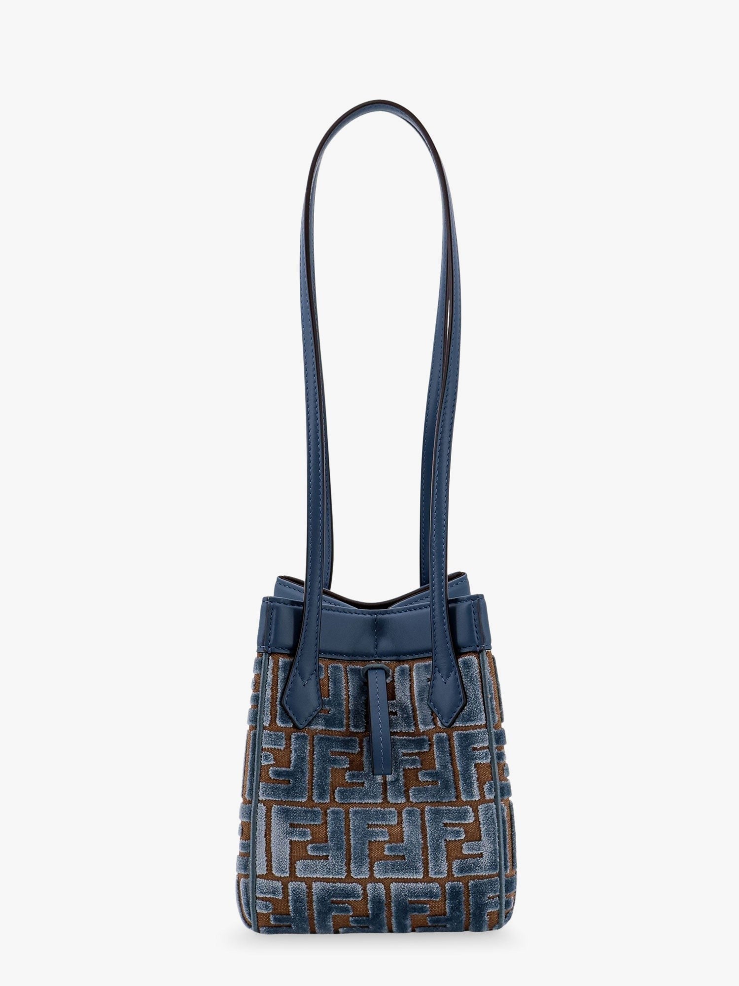 Fendi Convertible bucket bag in velvet with all-over ff logo
