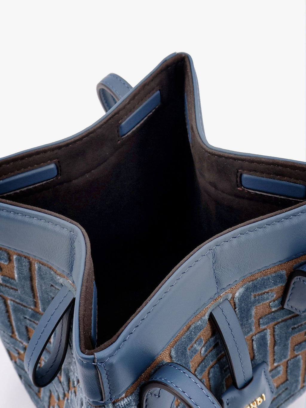 Fendi Convertible bucket bag in velvet with all-over ff logo