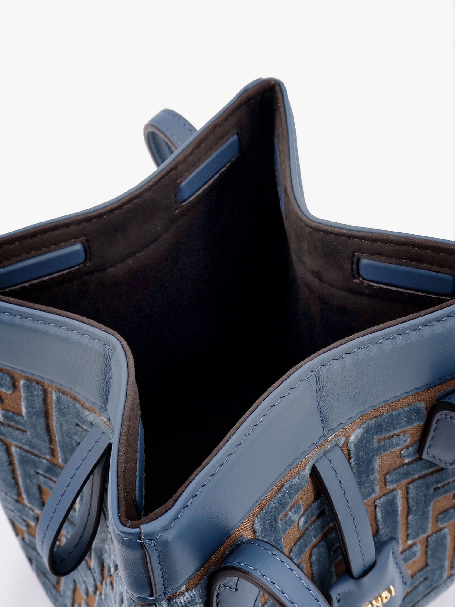 Fendi Convertible bucket bag in velvet with all-over ff logo