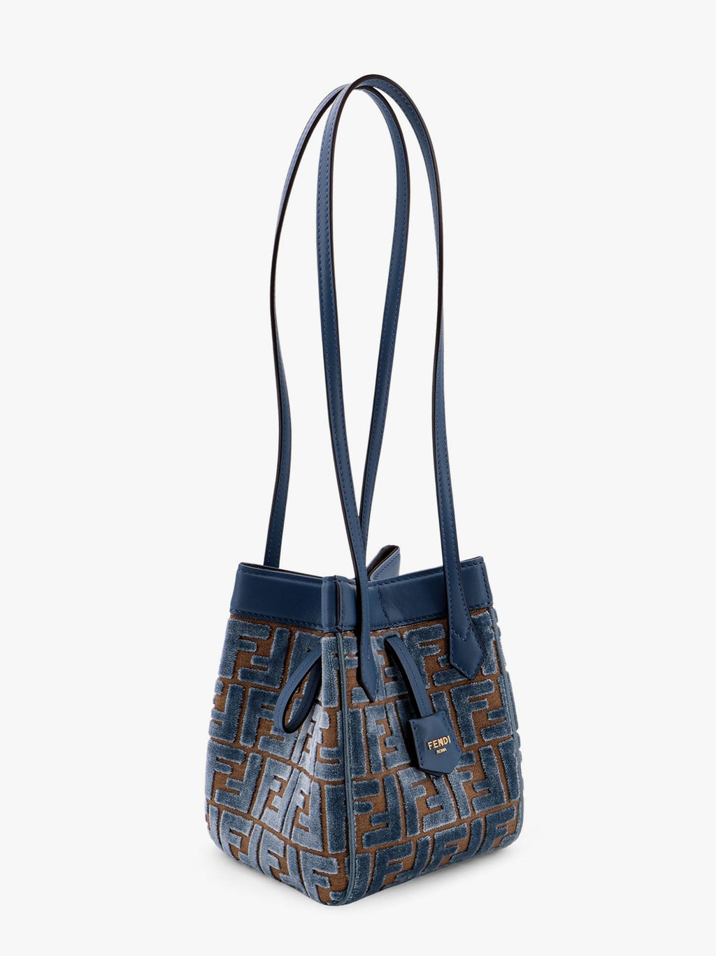 Fendi Convertible bucket bag in velvet with all-over ff logo