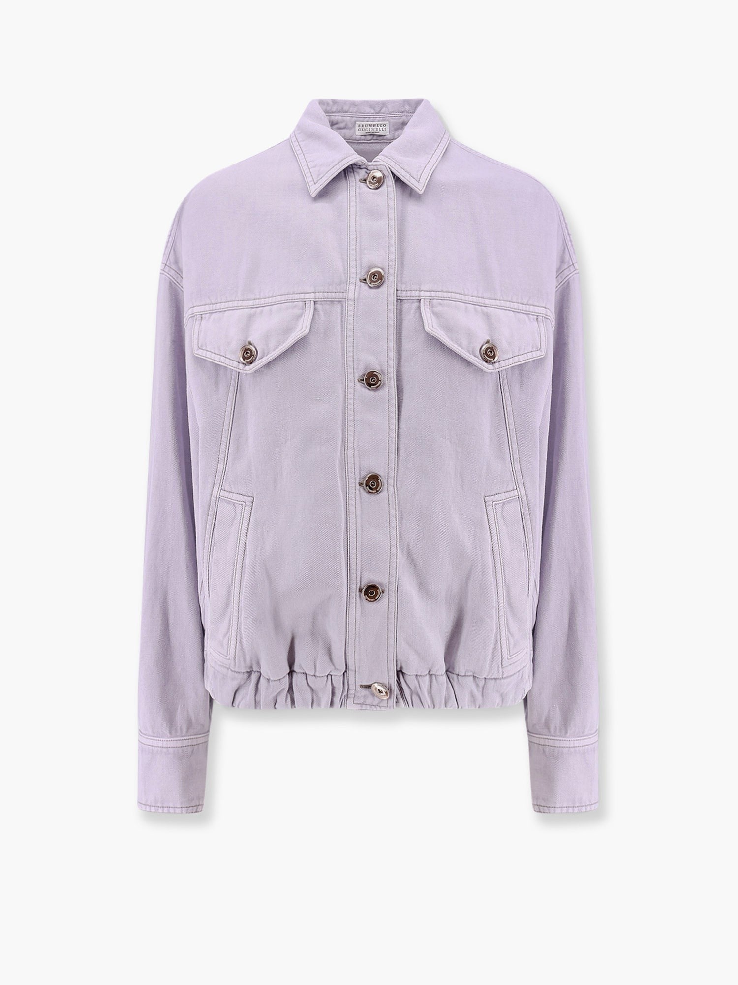 Brunello Cucinelli Veste en jean en coton et lin avec ourlet élastique