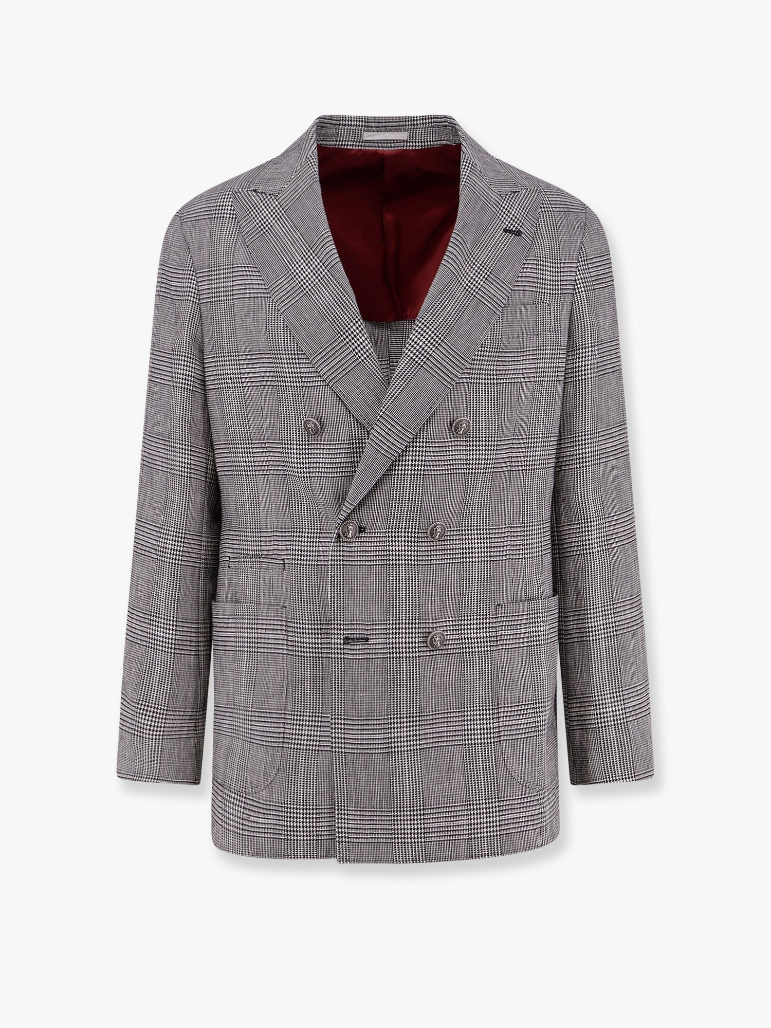 Brunello Cucinelli Cotton and linen Prince of Wales one-and-a-half breasted blazer