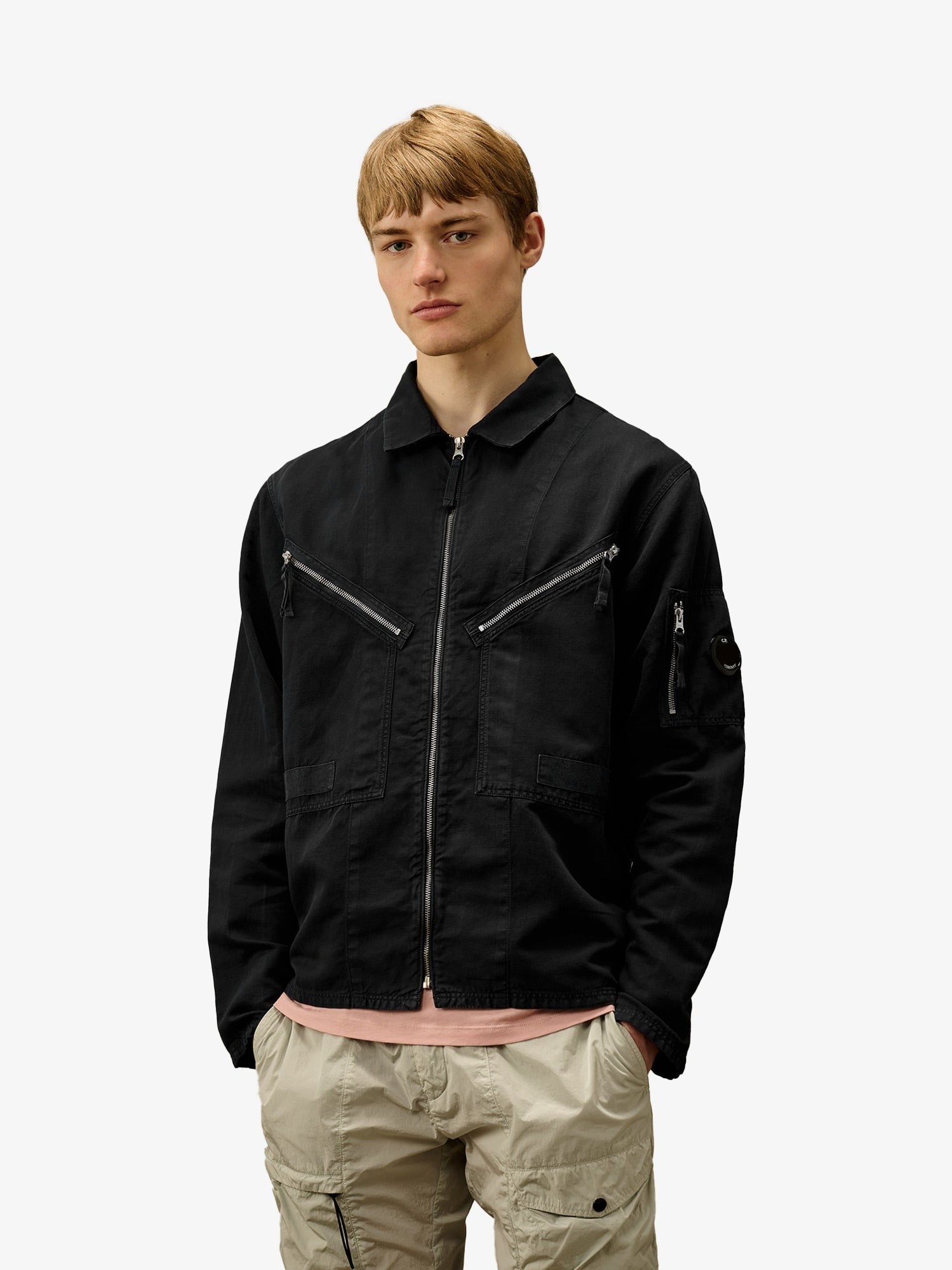 CP Company Cotton and linen shirt with zip closure