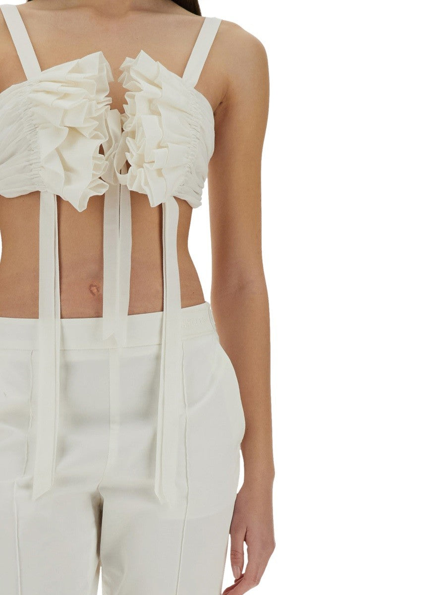 Moschino COTTON AND SILK VOILE CROP TOP