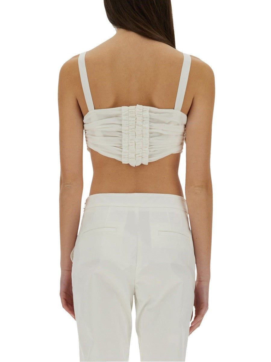 Moschino COTTON AND SILK VOILE CROP TOP