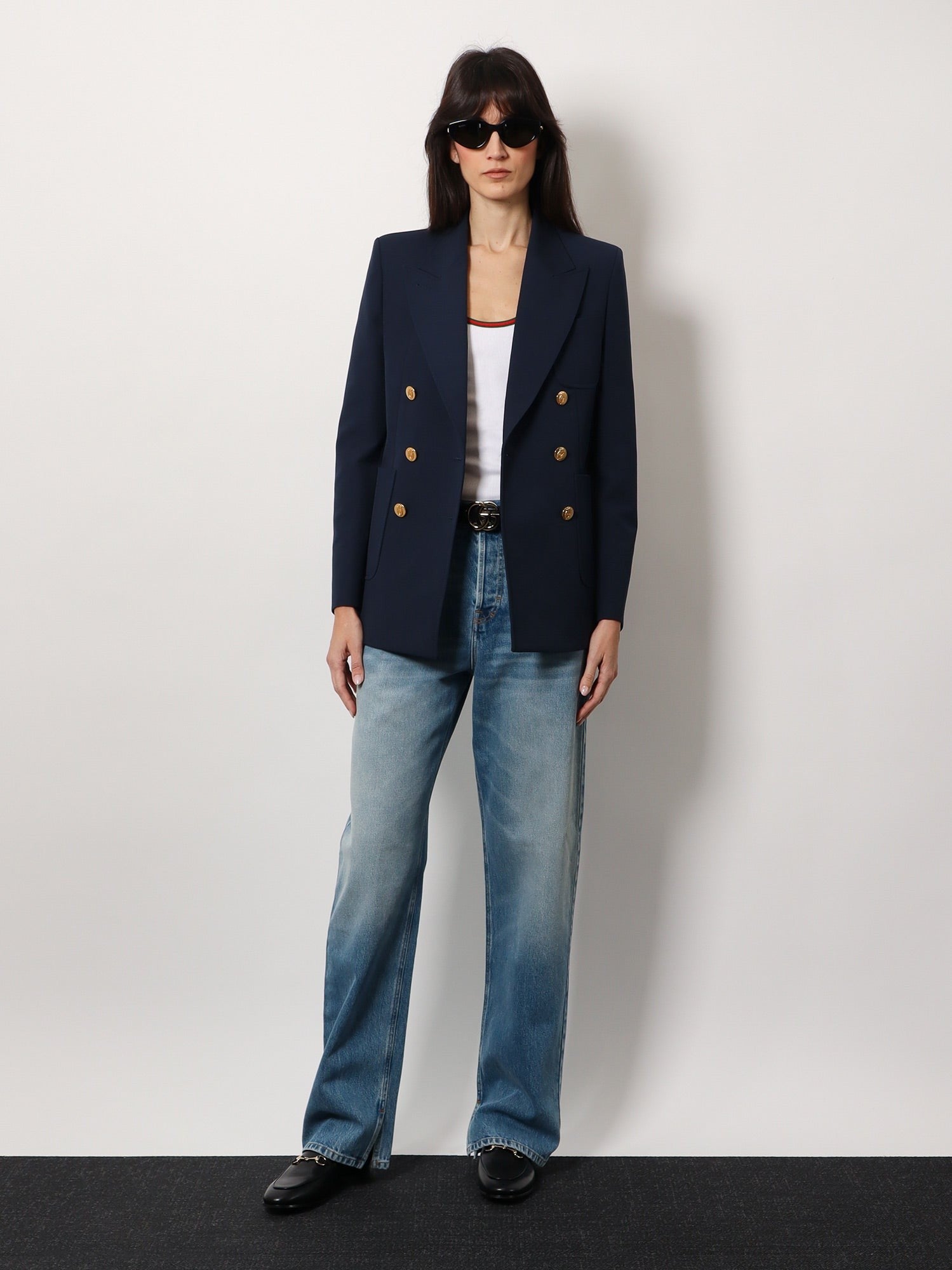 Gucci Blazer en coton avec boutons à l'écusson Gucci emblématique