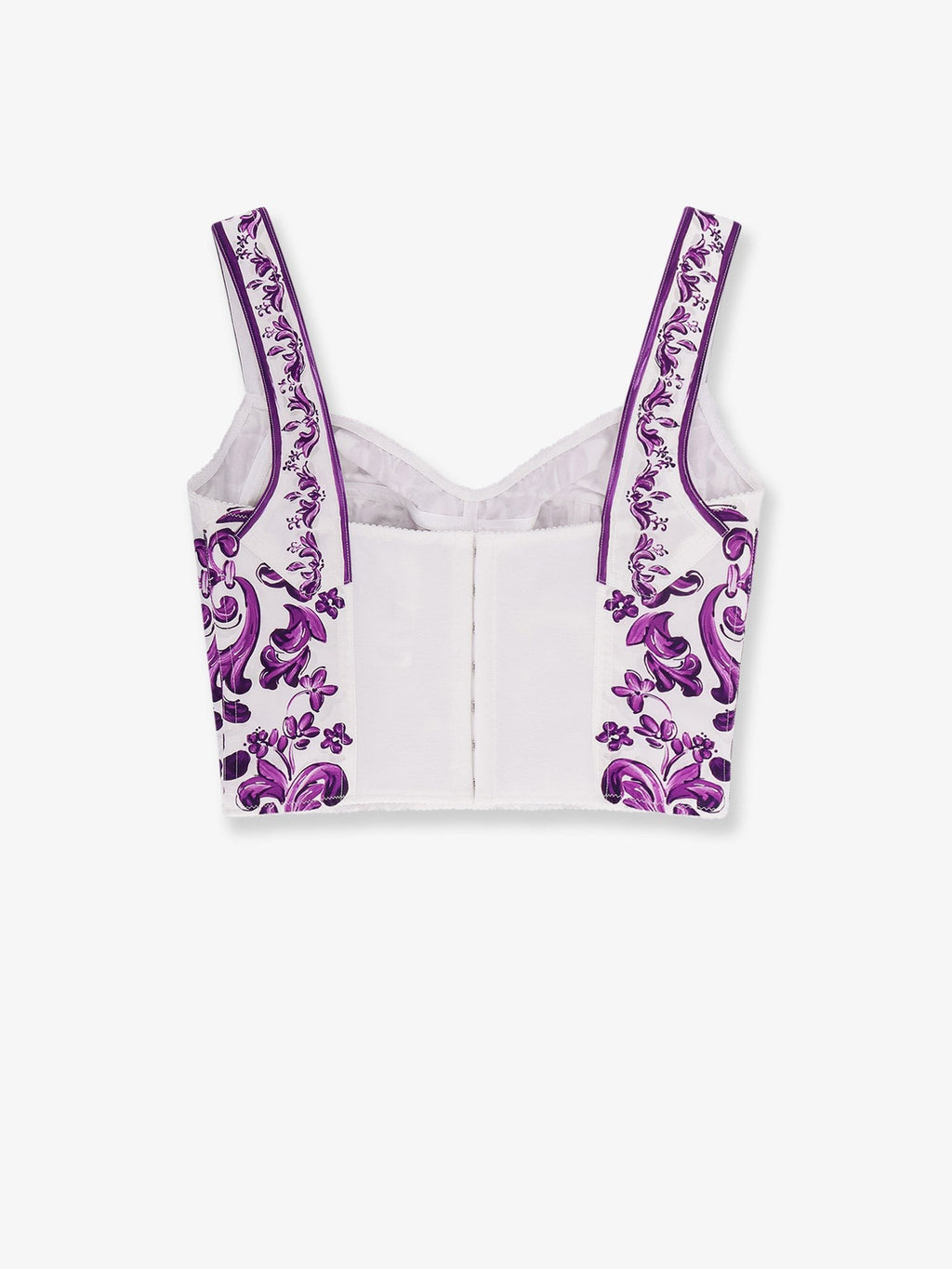 Dolce & Gabbana Cotton blend bustier top with Maiolica print