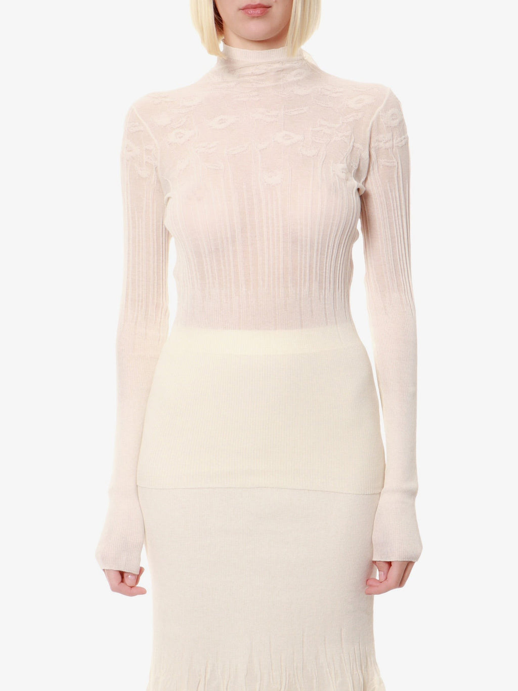 Bottega Veneta Baumwollmisch-Top mit floraler Stickerei