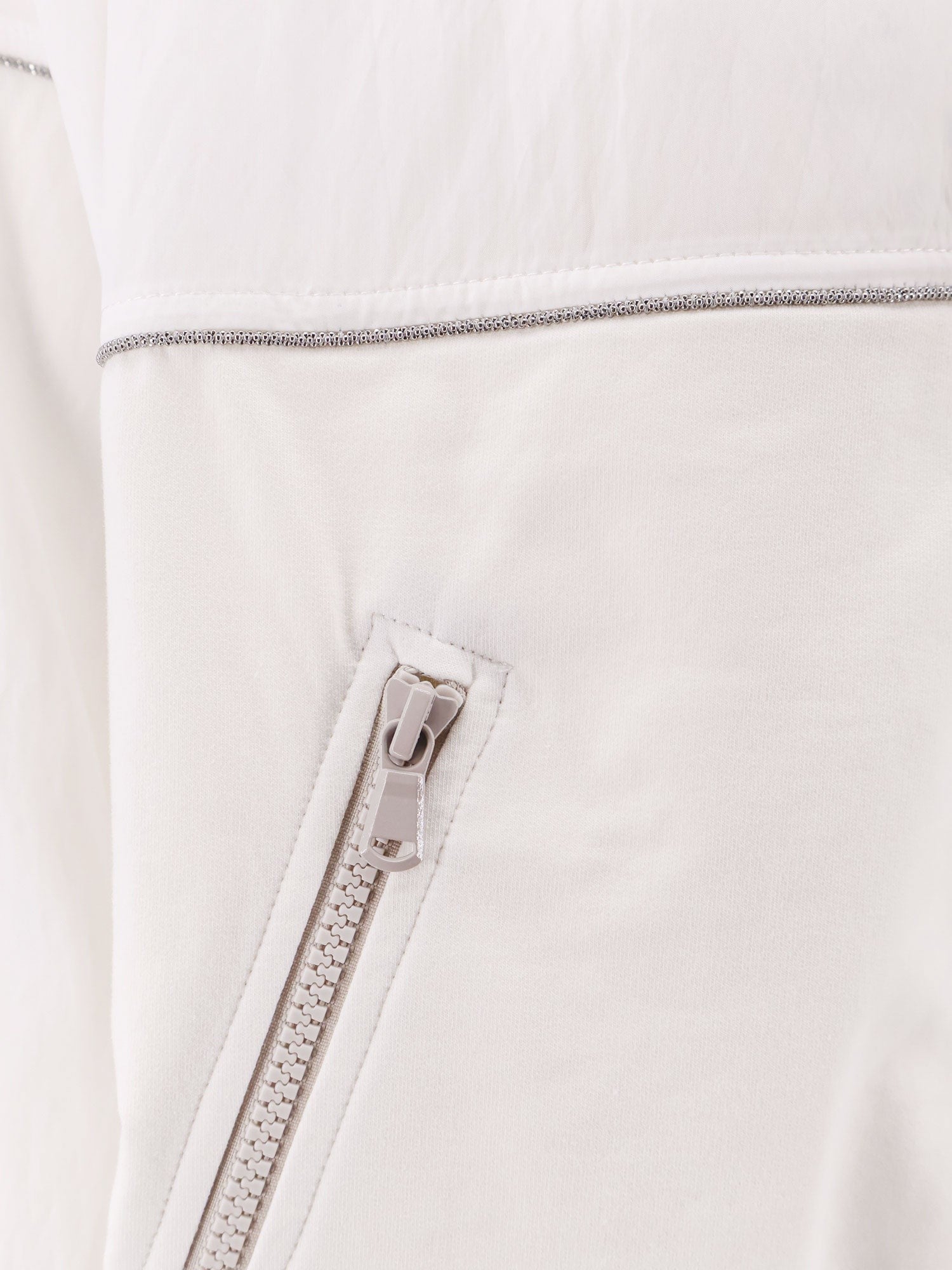 Brunello Cucinelli Βαμβακερή ζακέτα με ένθετα βισκόζης και λεπτομέρειες Monili