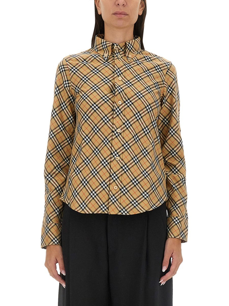 قميص قطني بنقشة مربعات Burberry