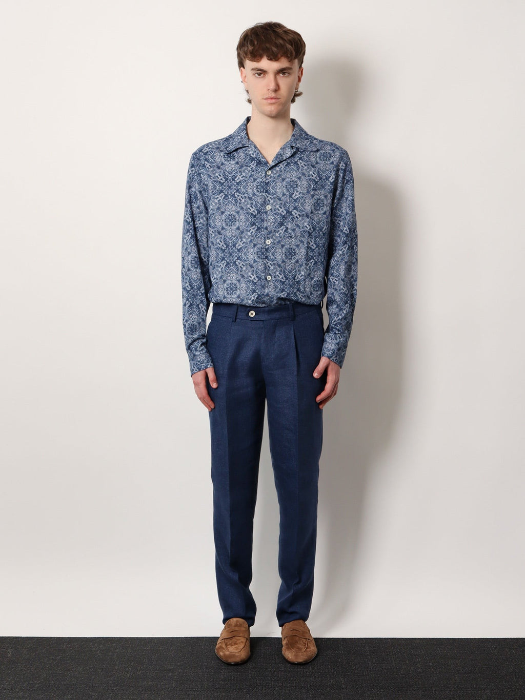 Brunello Cucinelli Camisa easy fit de algodão com estampado integral