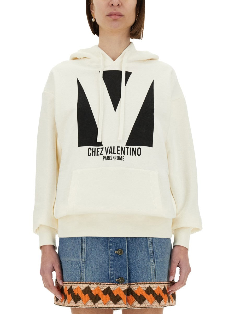 Valentino HOODIE EN COTON AVEC IMPRIMÉ
