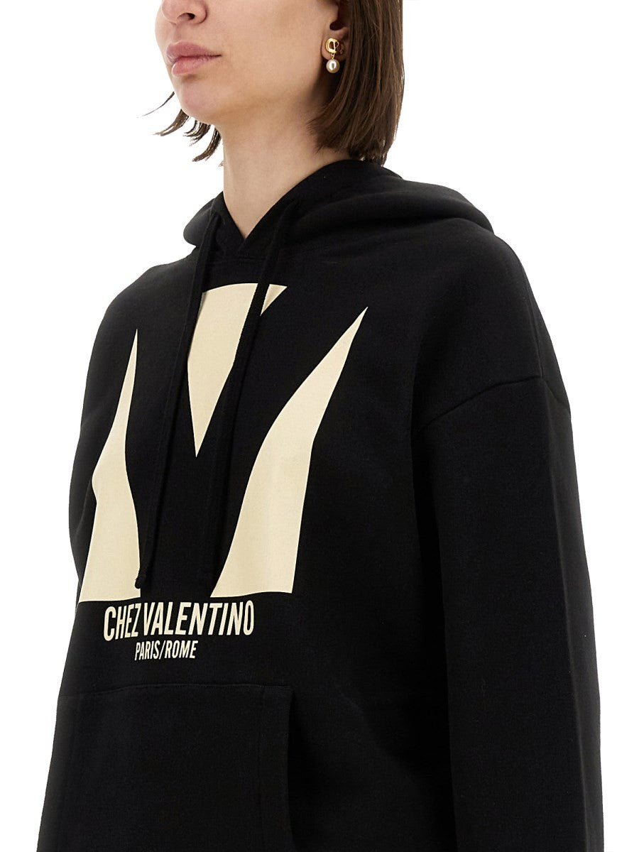 Valentino FELPA CON CAPPUCCIO IN COTONE CON STAMPA