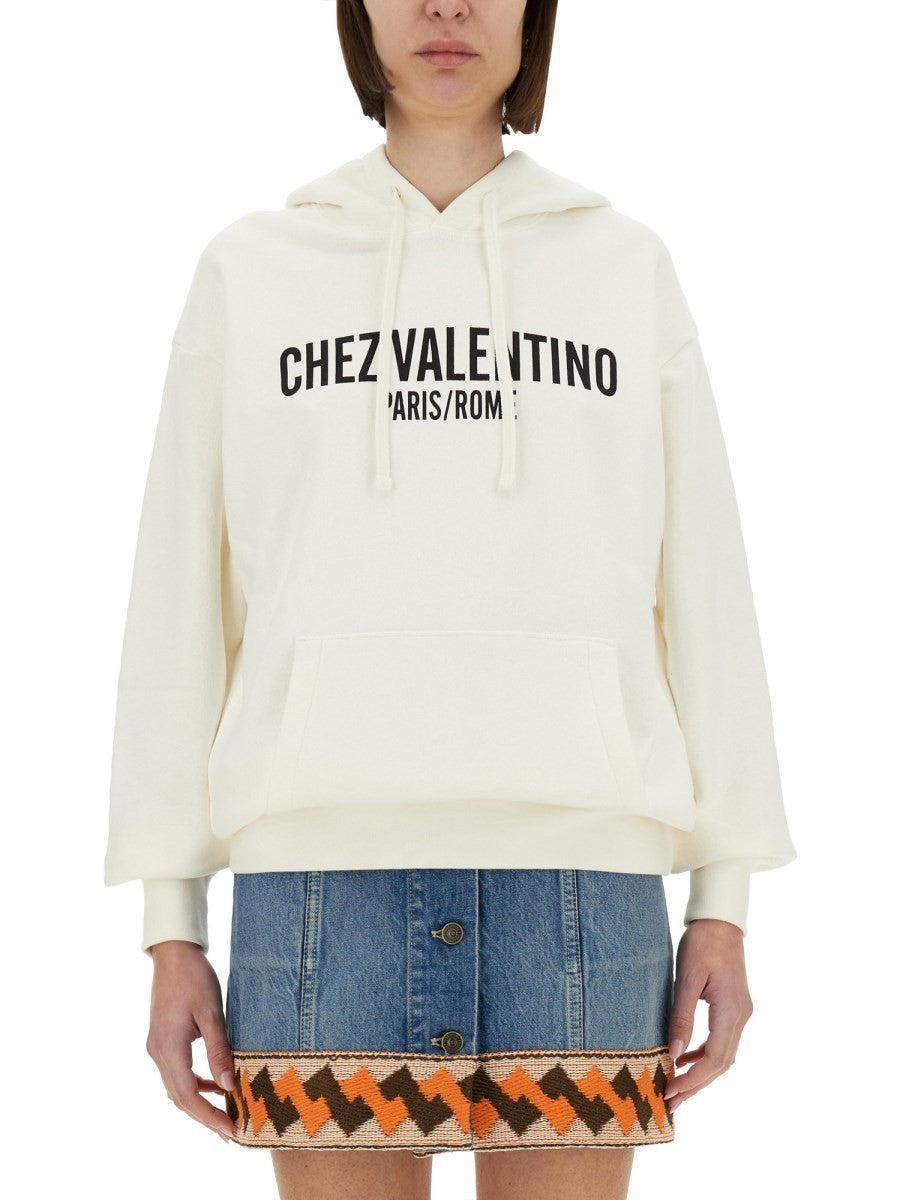 Valentino HOODIE EN COTON AVEC IMPRIMÉ