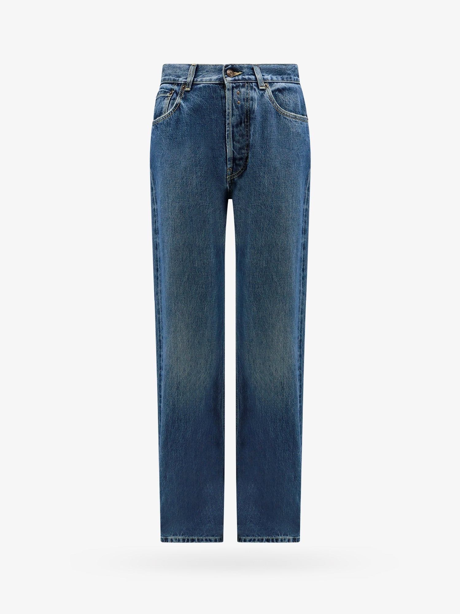 Alexander Mcqueen Jean en coton avec écusson logo en cuir