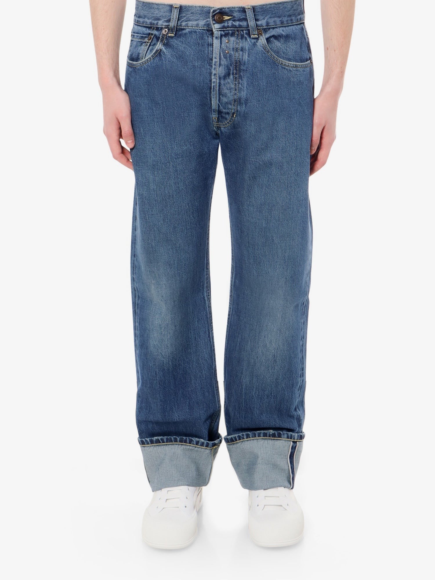 Alexander Mcqueen Jean en coton avec écusson logo en cuir
