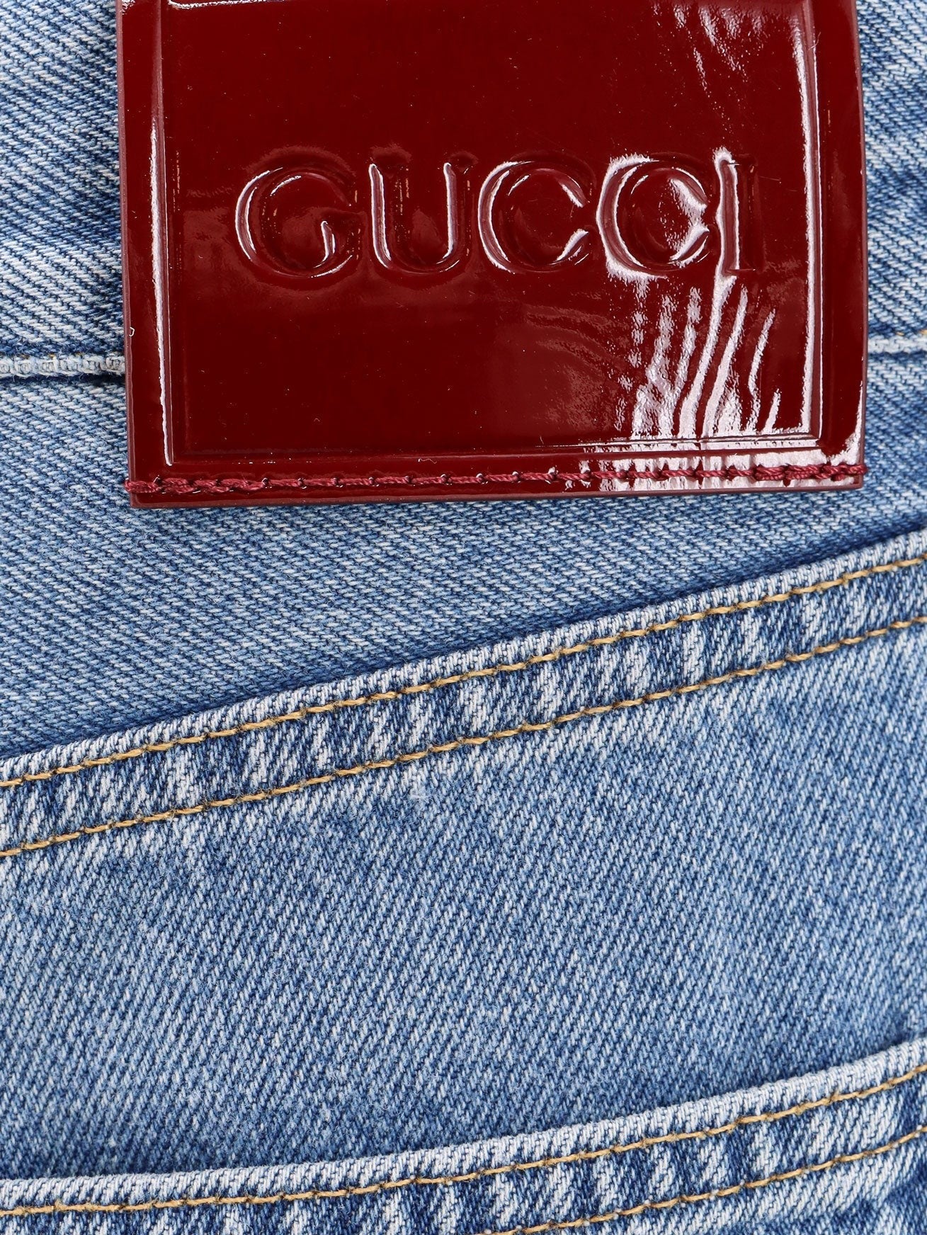 Gucci Cotton jeans with rossa ancora back logo patch | Blue
