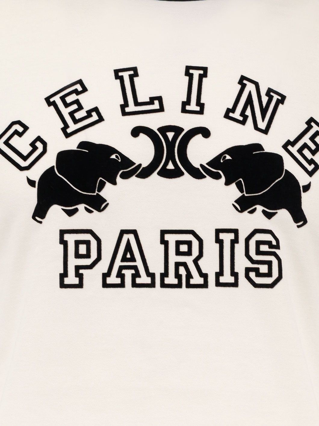 Celine Bavlněné žerzejové tričko s flokovaným logem