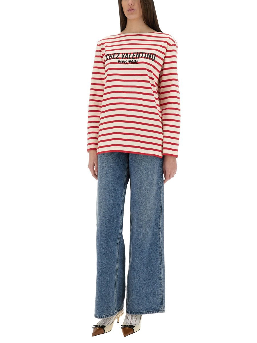 Valentino T-SHIRT A MANICHE LUNGHE IN COTONE CON STAMPA