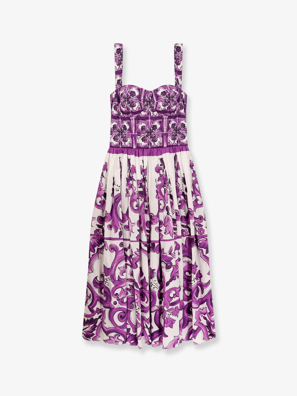 Dolce & Gabbana bavlněné midi šaty s potiskem Maiolica