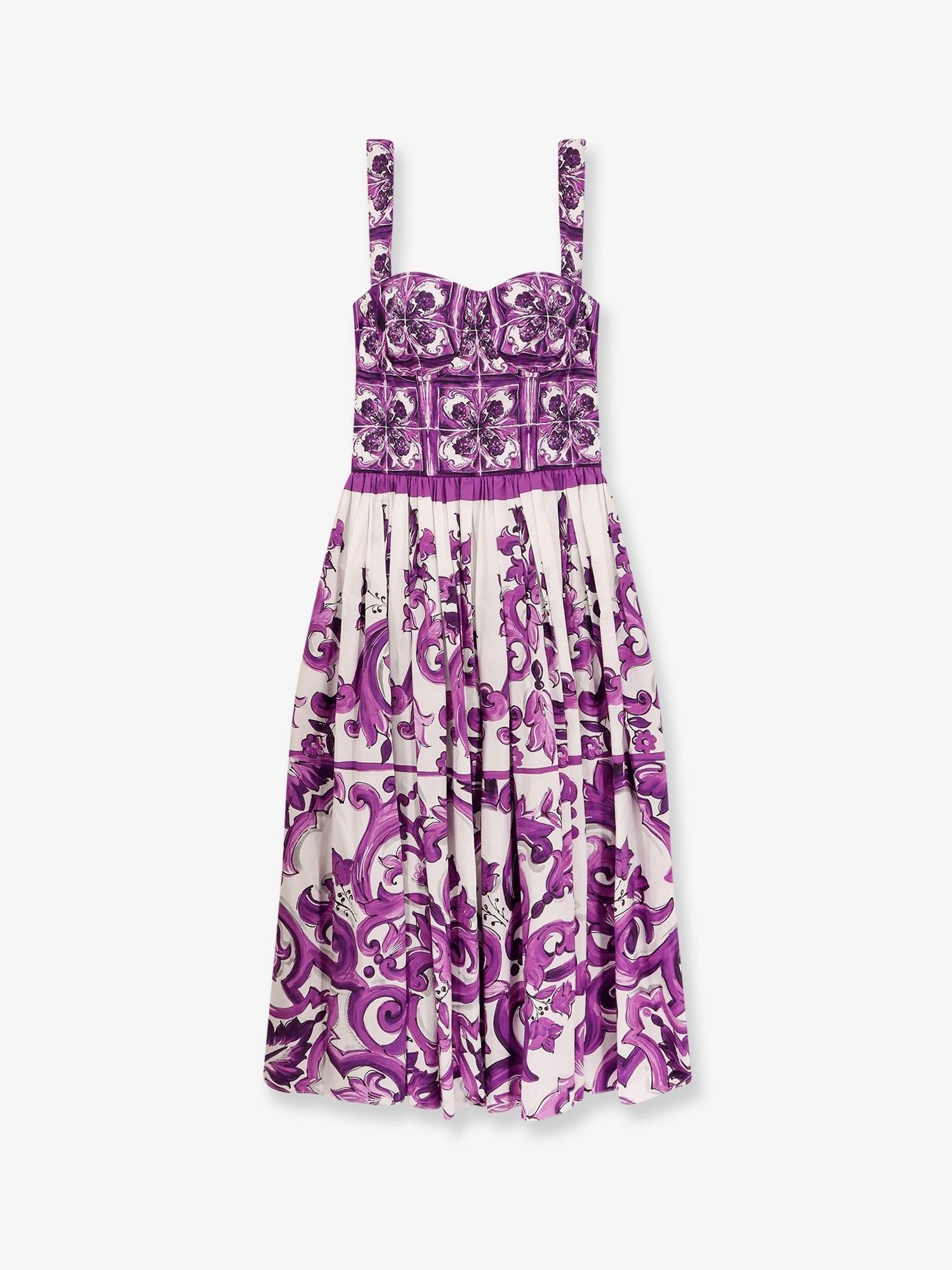 Dolce & Gabbana bavlněné midi šaty s potiskem Maiolica