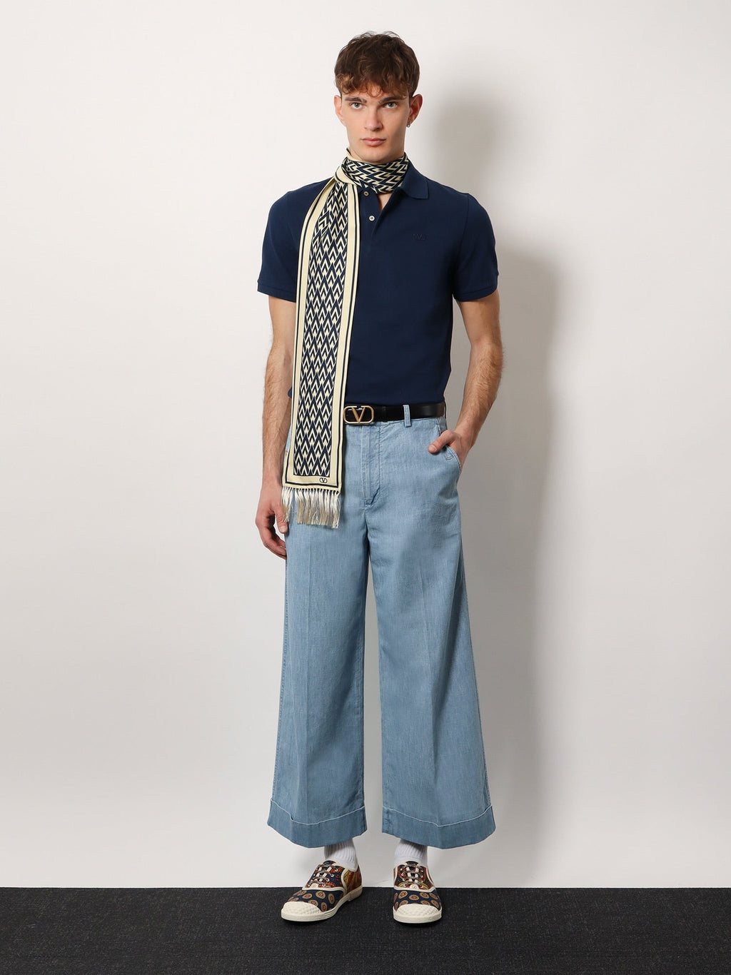 Valentino Cotton piquet polo shirt with vlogo embroidery