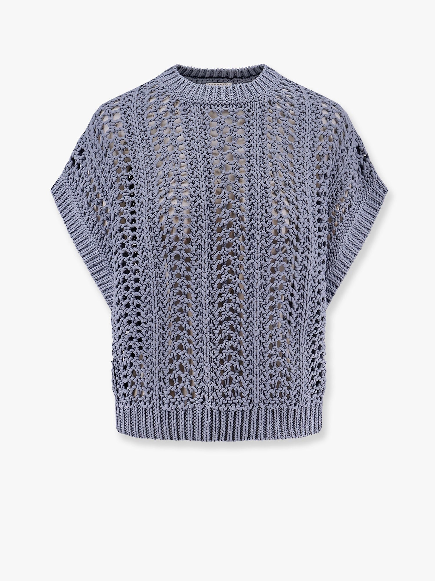 Brunello Cucinelli Baumwollpullover mit Rippen-Netzstruktur